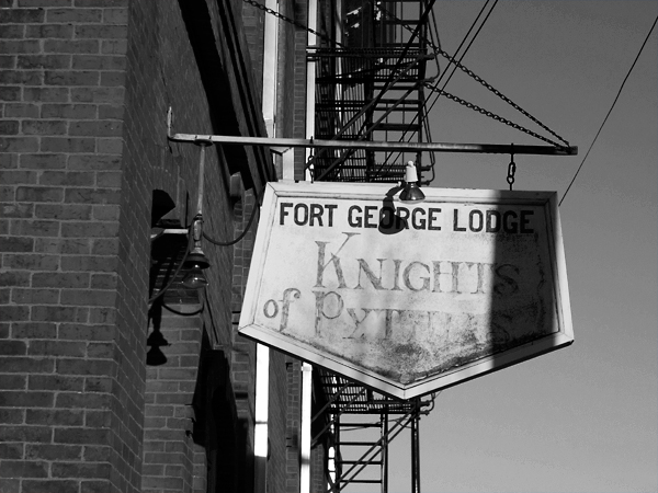 Fort-George-Lodge-Knights-of-Pythias-sign-in-Brunswick,-Maine-(P1100805)